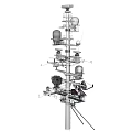 Industrial Communication Tower With Various Antennas And Multiple Equipment Components