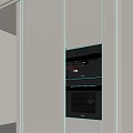 Modern Kitchen Built in Oven And Coffee Maker With Sleek Black Silver Design 3d model