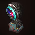 3D Game Movie Character With Round Reflective Astronaut Helmet Dark Hoodie and Worn Base