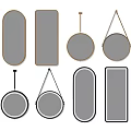 Modern Wall Mirrors With Various Shapes And Metal Frames For Interior Decoration 3d model