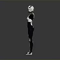 Game Movie Character In White Red Black Armor Suit With Arms Outstretched Standing Pose