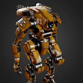 Yellow Mechanical Armored Robot Design With Number 03 And Detailed Joints