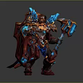 Armored Fantasy Warrior With Mythical Creature Inspired Armor Shield And Glowing Battle Axe