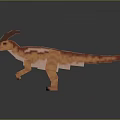 Minecraft Style Pixelated Dinosaur Models With Two Different Colors And Crested Heads 3d model