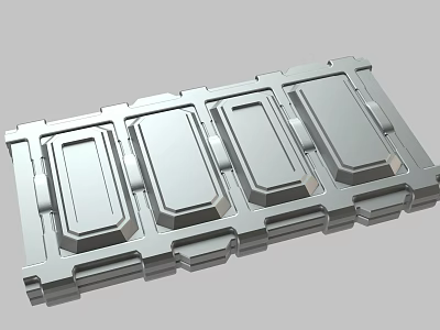 Metallic Mechanical Structure Featuring Multiple Rectangular Slots And Industrial Design 3d model