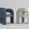 Modern Blue and Beige Leisure Chairs with Curved Silhouette and Soft Upholstery Design