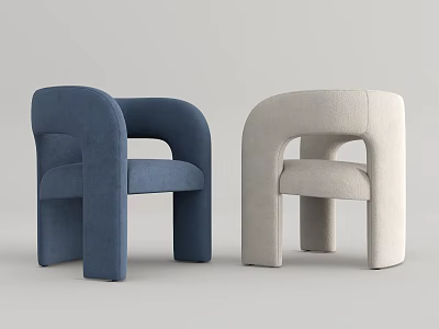 Modern Blue and Beige Leisure Chairs with Curved Silhouette and Soft Upholstery Design 3d model
