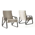 Modern Single Sofa Chair With Black Geometric Frame And Off White Fabric Upholstery
