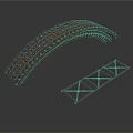 Arched Bridge Structure Model With Metal Framework And Wooden Surface Cross Bracing