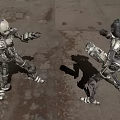 Two Smart Robots Facing Each Other In Outdoor Abandoned Industrial Zone 3d model