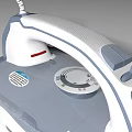 Modern White And Gray Electric Iron With Control Dial Power Cord As Essential Household Appliance