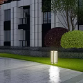 Modern Outdoor Lights For Garden Lawn With Trimmed Bushes Stone Path And Modern Building