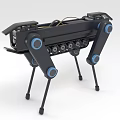Mechanical Dog Robot 3D Model Featuring Black Body Tracks Gears And Blue Circular Parts