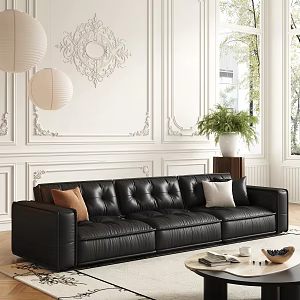 Three-seat sofa coffee table combination 3d model