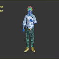 Game Movie Character In White Hoodie With Green Hair Black Pants And White Shoes Standing Pose