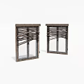 Wooden Woven Blinds On Double Glass Windows With Dark Frame Design