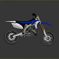 Blue And White Off Road Motorcycle Sporty Design With Rugged Tires And Orange Forks