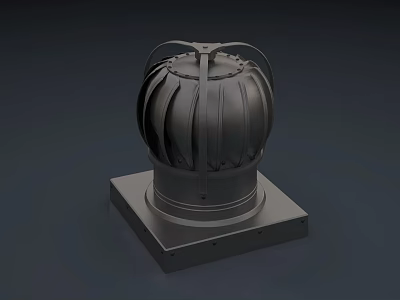 Industrial Mechanical Ventilation Equipment With Metal Circular Top And Square Base 3d model