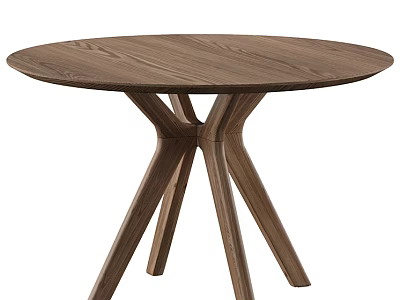 Modern Wooden Dining Table With Round Top And Unique Leg Design 3d model