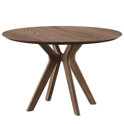 Modern Wooden Dining Table With Round Top And Unique Leg Design 3d model