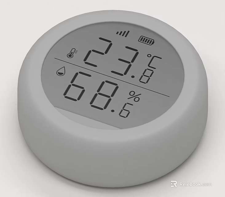 Round Digital Switch Panel With Temperature And Humidity Display Readings 3d model 