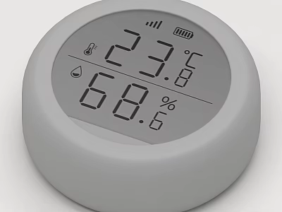 Round Digital Switch Panel With Temperature And Humidity Display Readings 3d model