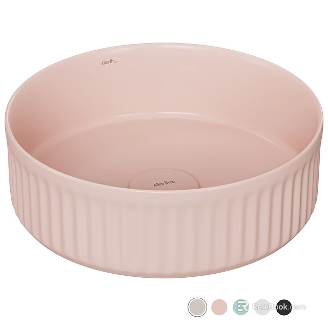 Laufen Pink Round Washbasin With Ribbed Edge Design And Logo 3d model 