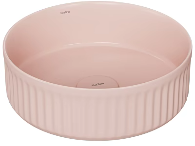 Laufen Pink Round Washbasin With Ribbed Edge Design And Logo 3d model