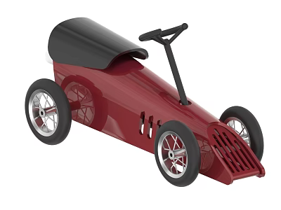 Red Kids Toy Car With Black Seat Steering Wheel And Racing Style 3d model