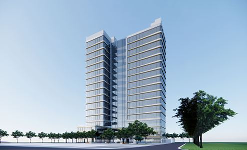 Modern residential building high-rise office apartment 3d model