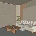 Modern double sofa sofa coffee table combination 3d model