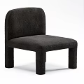 Modern Minimalist Beige Upholstered Single Chair With Curved Backrest And Cylindrical Legs