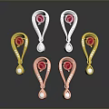 Colorful Gold Silver Rose Gold Pendants With Red Gemstones For Fashion Accessories