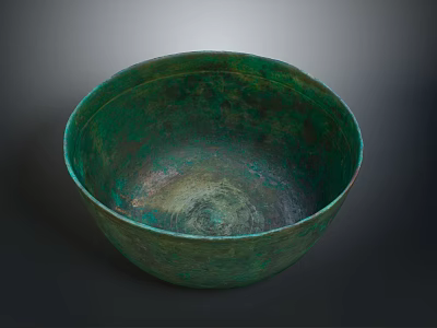 Antique Bronze Bowl With Green Patina For Home Decoration Use 3d model