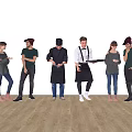 Modern multiplayer character stance combination 3d model