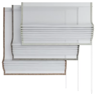 Stylish Roman Shades With Layered Design And Neutral Tones 3d model