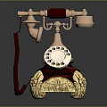 Vintage Telephone in Mobile Digital Series with Rotary Dial Copper Gold Decor and Red Cord
