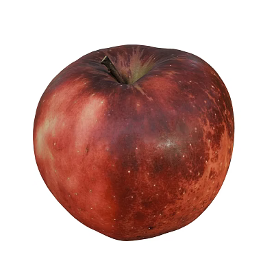 Fresh Ripe Red Apple With Shiny Speckled Surface And Green Stem 3d model