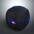 Unique Wooden Stone Polyhedral Sphere With Black Surface And Starry Sky Blue Pink Design