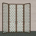 Decorative Metal Frame Screen With Intricate Green And White Geometric Patterns 3d model