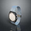 Stylish Modern Watch With Light Blue Strap White Dial And Black Bezel 3d model