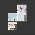 Multi Level Interior Scene Model With Room Layouts Bookshelves Bathroom Fixtures And Bedroom Furniture