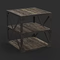 Industrial Style Dining Room Storage Shelf With Rustic Wooden Tiers And Metal Frame