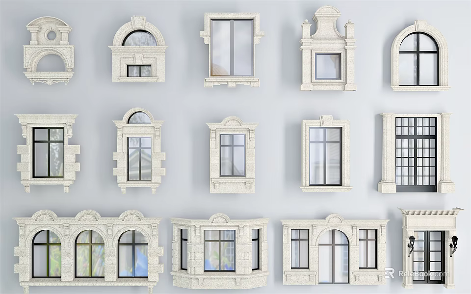 Modern Casement Window Designs For Home Exterior With Classic Frames And Glass 3d model 
