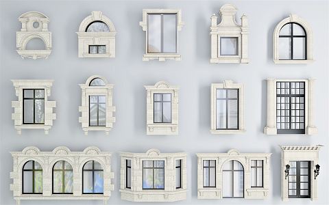 European window collection 3d model