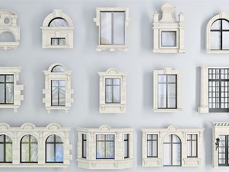 European window collection 3d model