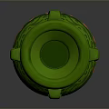 Carved Vase Sculpture with Green Top and Orange Body Decorative Patterns and Double Handles Design