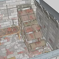 Medieval Castle Reception Desk Area With Stone Brick Floor Arched Doorways And Torches