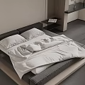 Modern Minimalist Bedroom Interior Design With Platform Bed Nightstand Table Lamp And Textured Wall