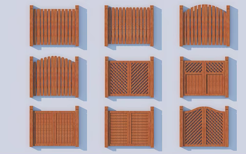 Modern Gate Wooden Door Garden Door 3d model
